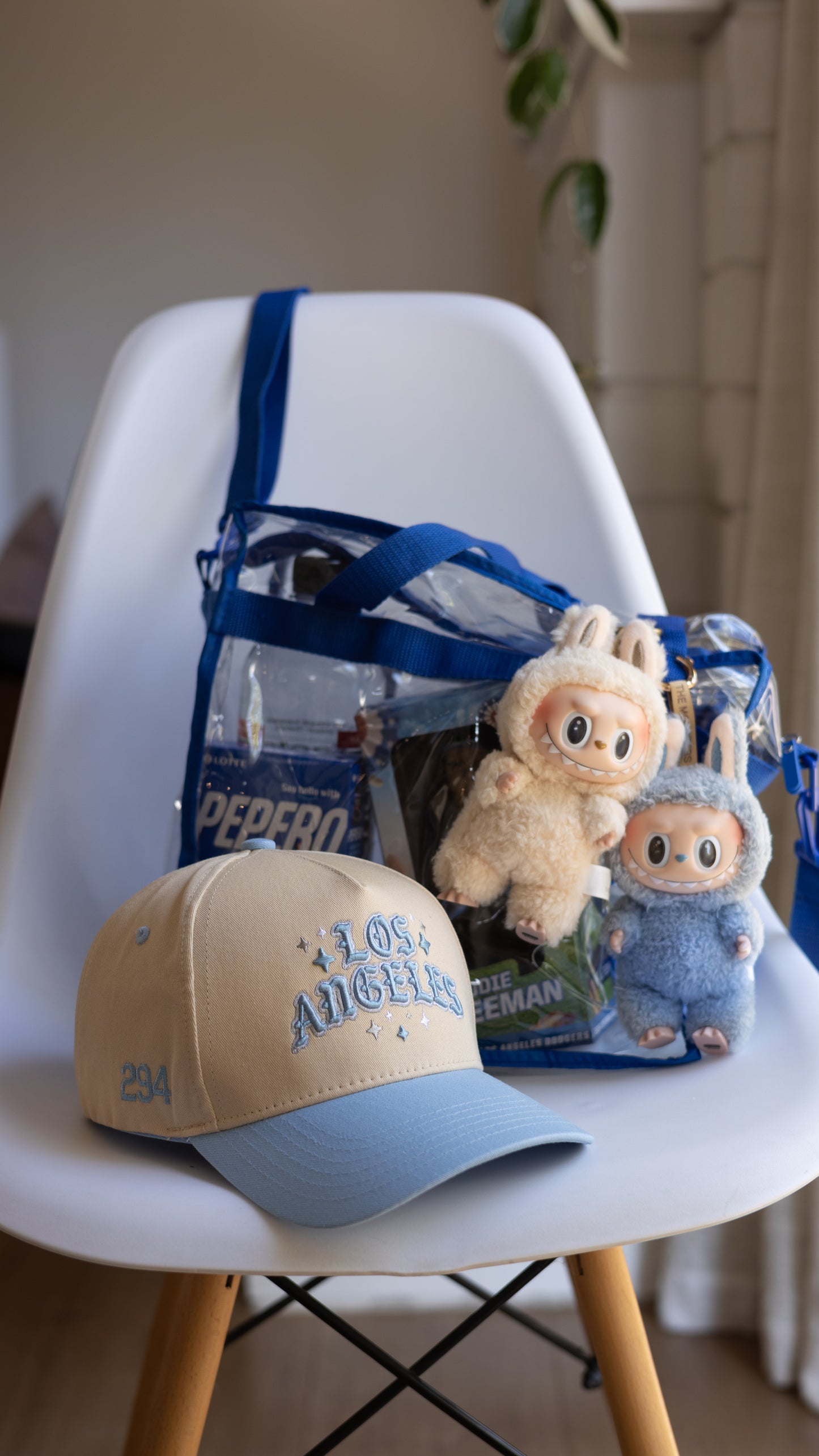 Los Angeles Stars Logo A-Frame Snapback | Natural & Baby Blue