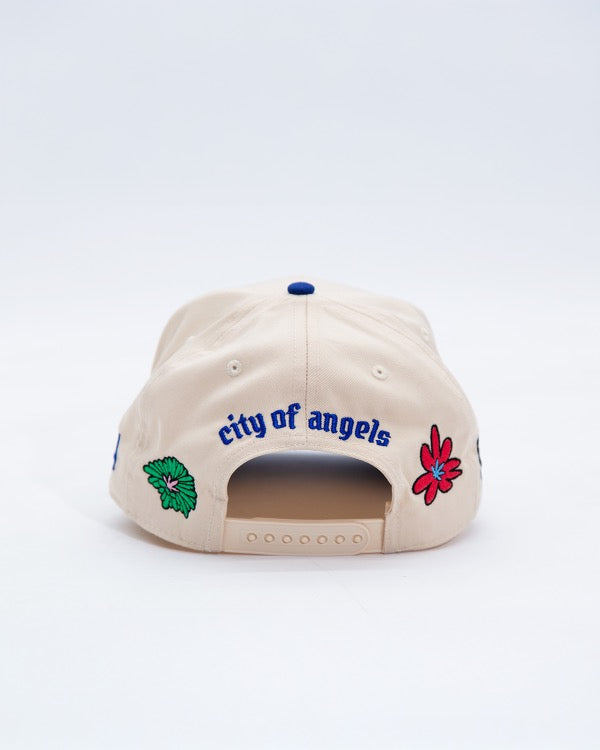 LA Logo A-Frame Snapback | Natural & Royal - House of Flowers Collab