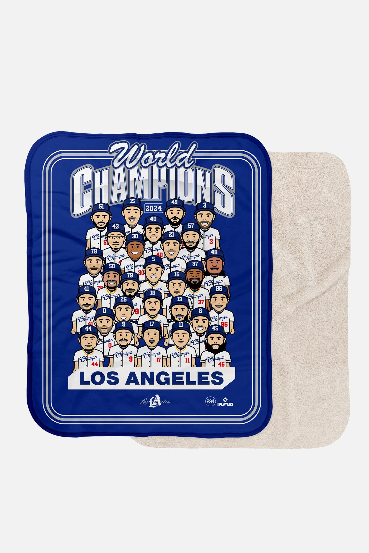 World Champions Team Cartoon Royal Blanket MLBPA