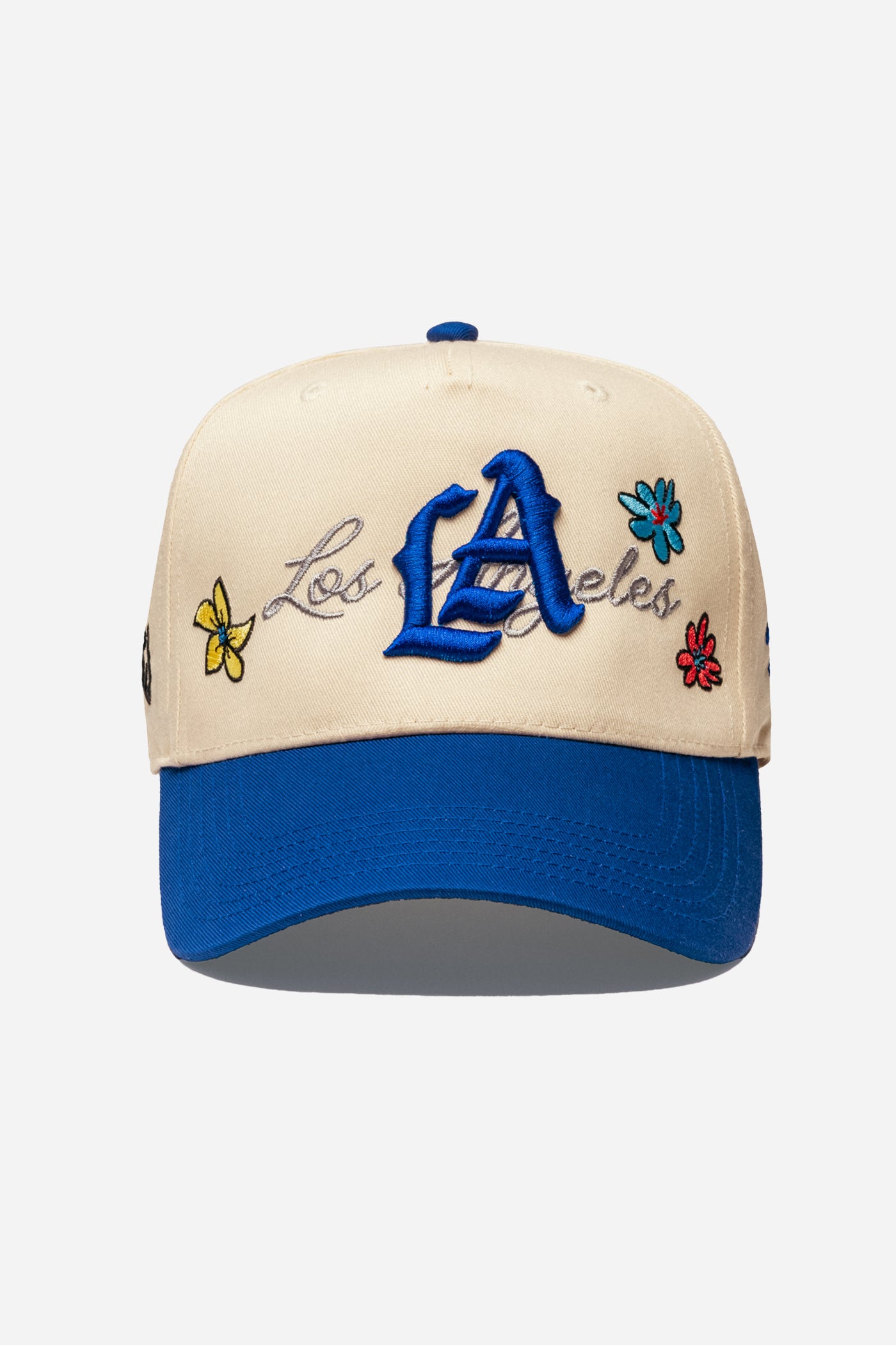 LA Logo A-Frame Snapback | Natural & Royal - House of Flowers Collab
