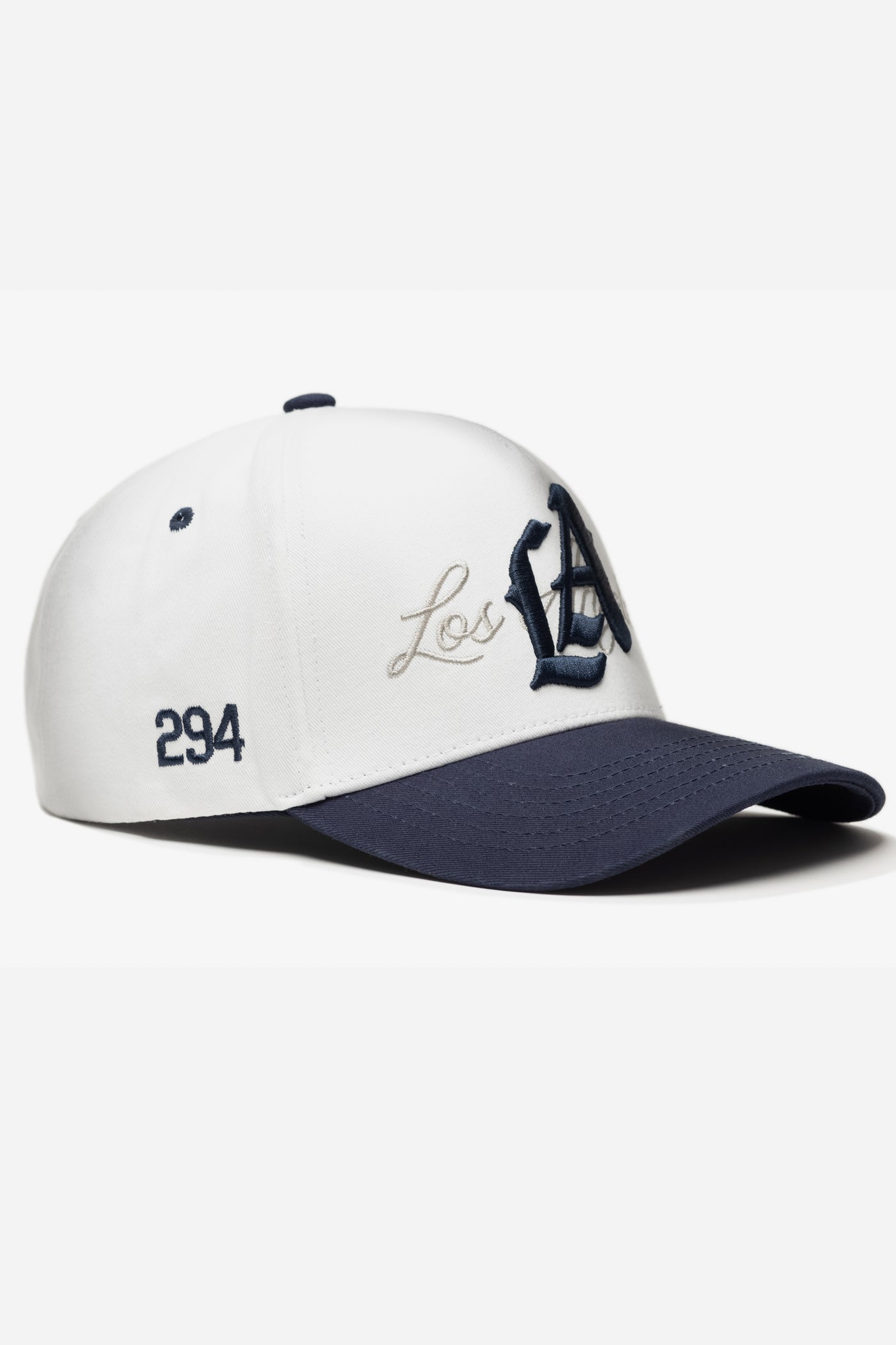 LA Logo A-Frame Snapback | White & Navy Blue