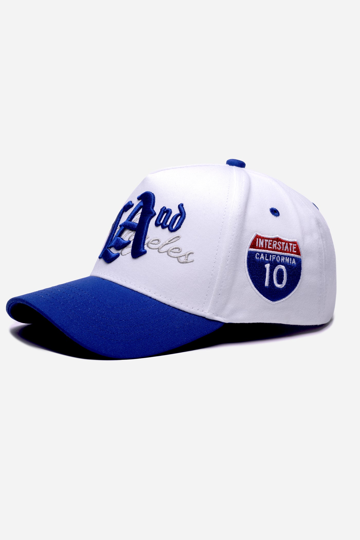 The Land LA Logo A-Frame Snapback | White & Royal Blue