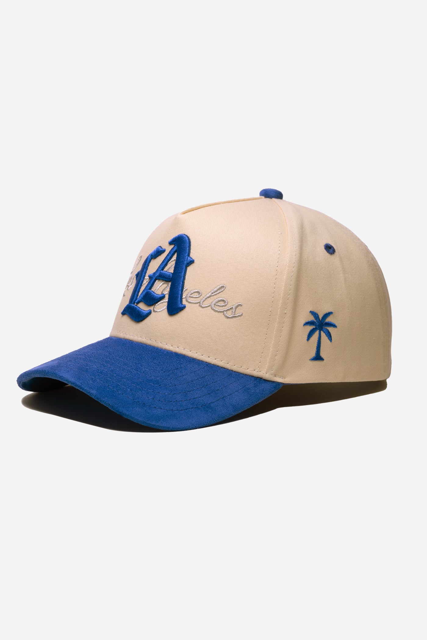 LA Logo A-Frame Snapback | Natural & Royal Blue Suede