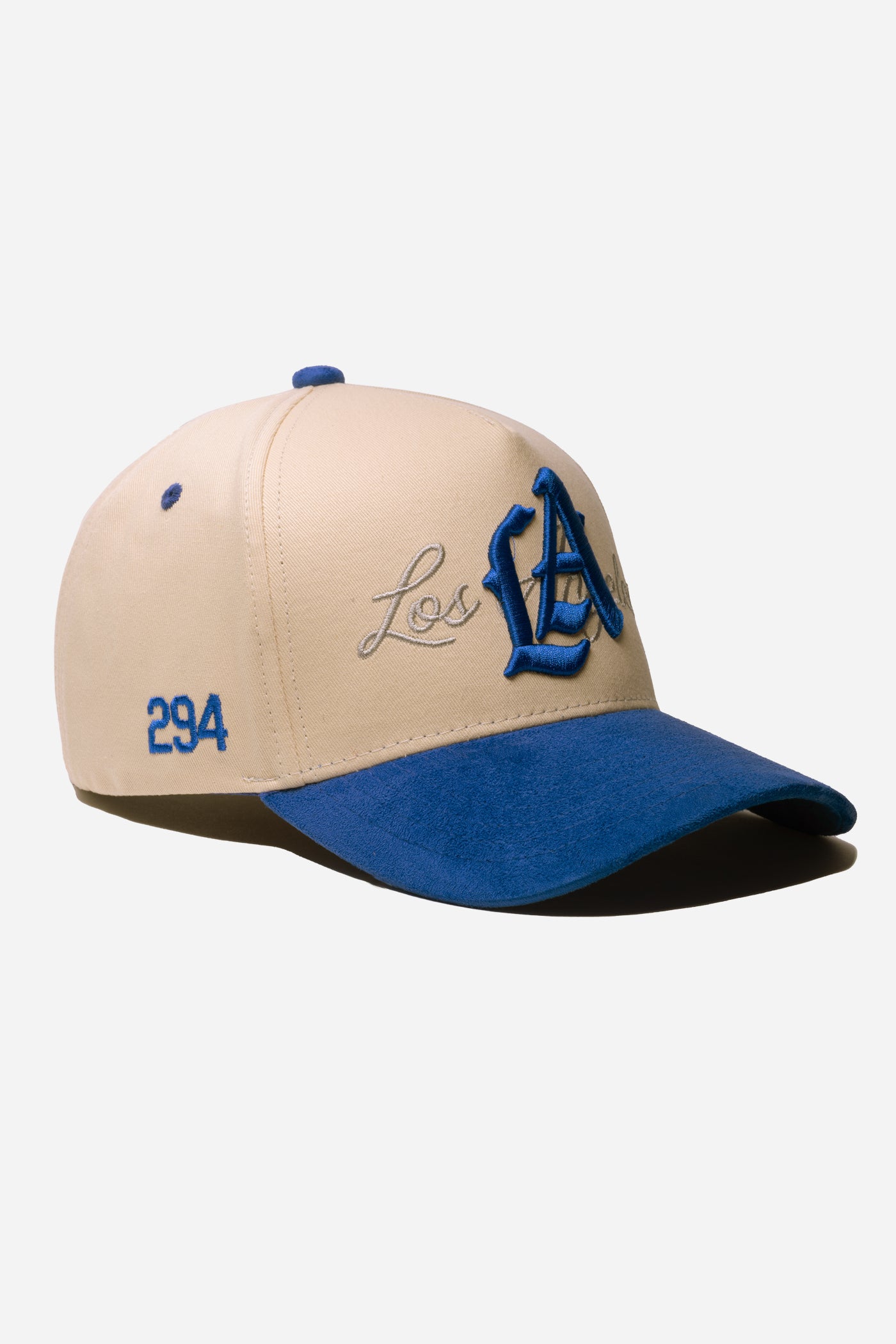 LA Logo A-Frame Snapback | Natural & Royal Blue Suede