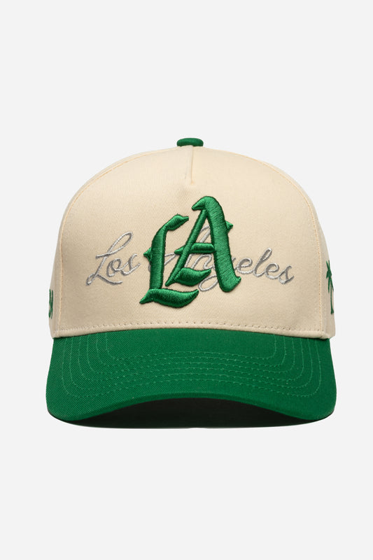 LA Logo A-Frame Snapback | Natural & Green