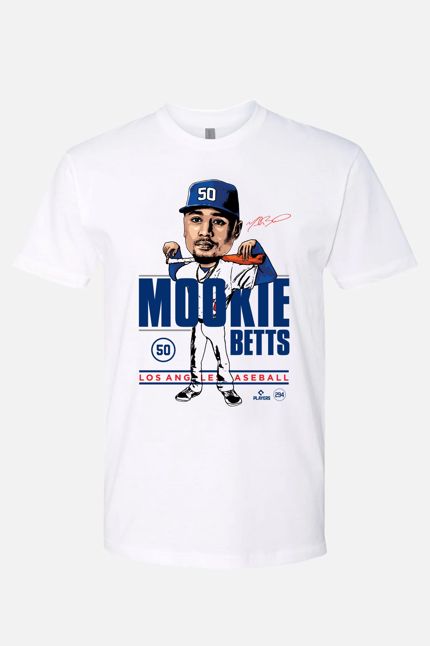 Mookie Betts Caricature White Tee | MLBPA