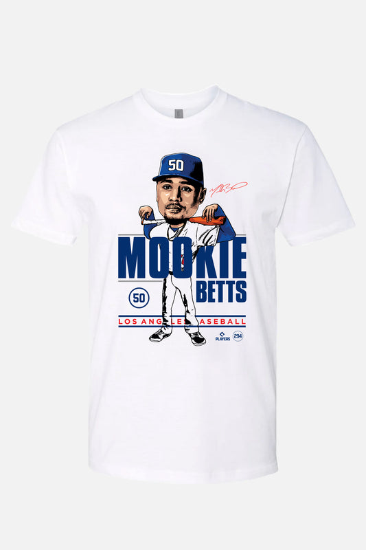 Mookie Betts Caricature White Tee | MLBPA