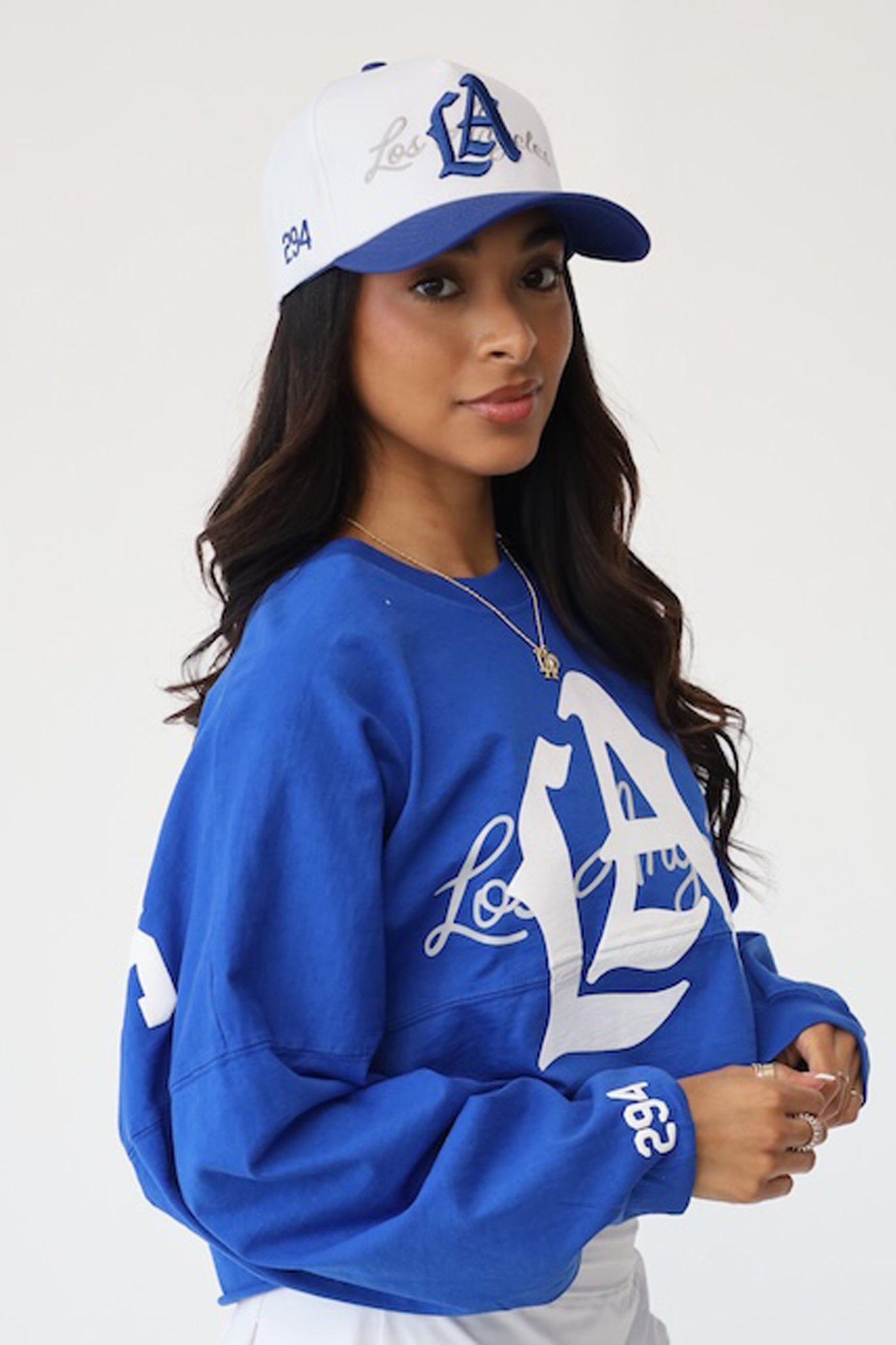 Royal Blue LA Logo | Crop Top Spirit Jersey