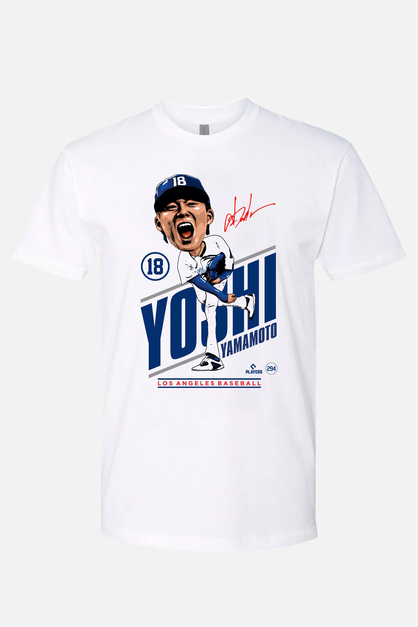 Yoshinobu Yamamoto Caricature White Tee | MLBPA