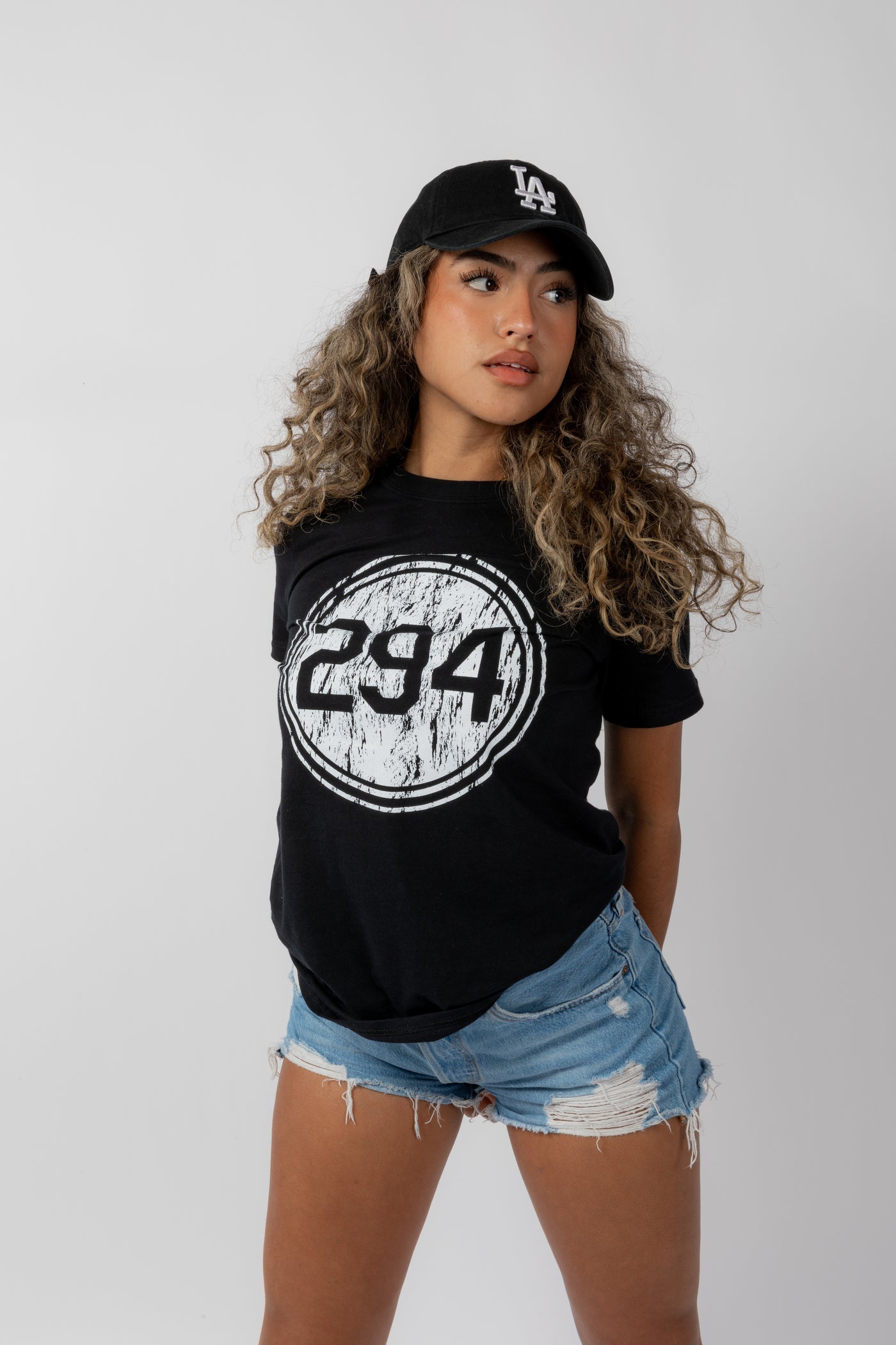 Black Pantone 294 Distressed T-shirt