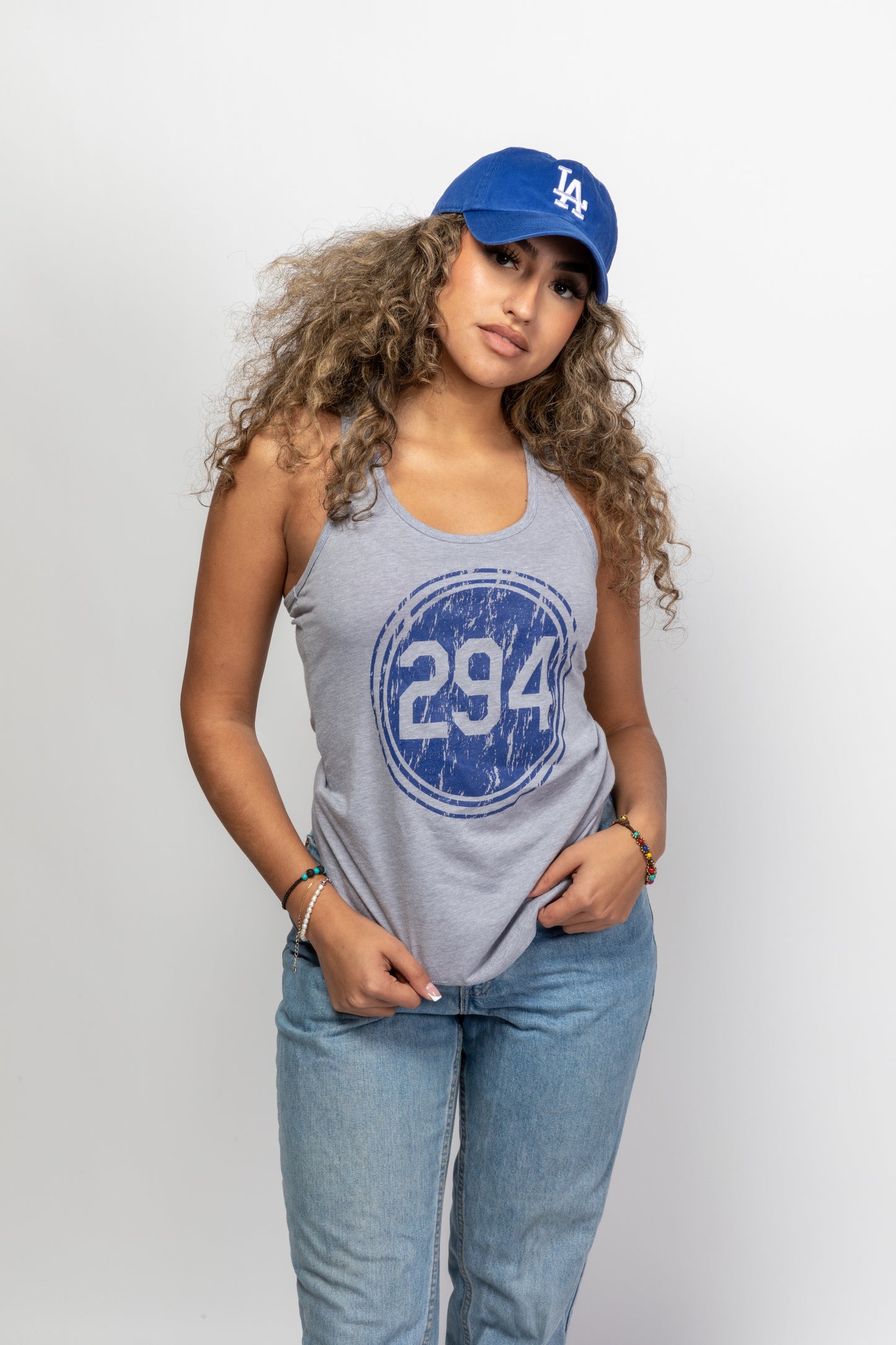 Blue on Gray Pantone 294 Distressed Tank