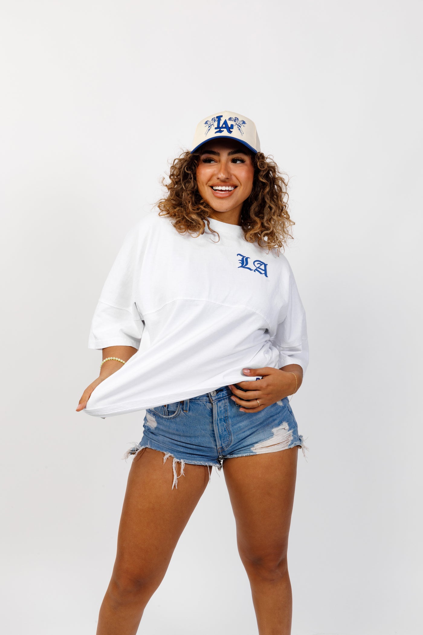 Los Angeles Dodgers Shirt Womens Small Blue White Spirit Jersey Oversized  Ladies