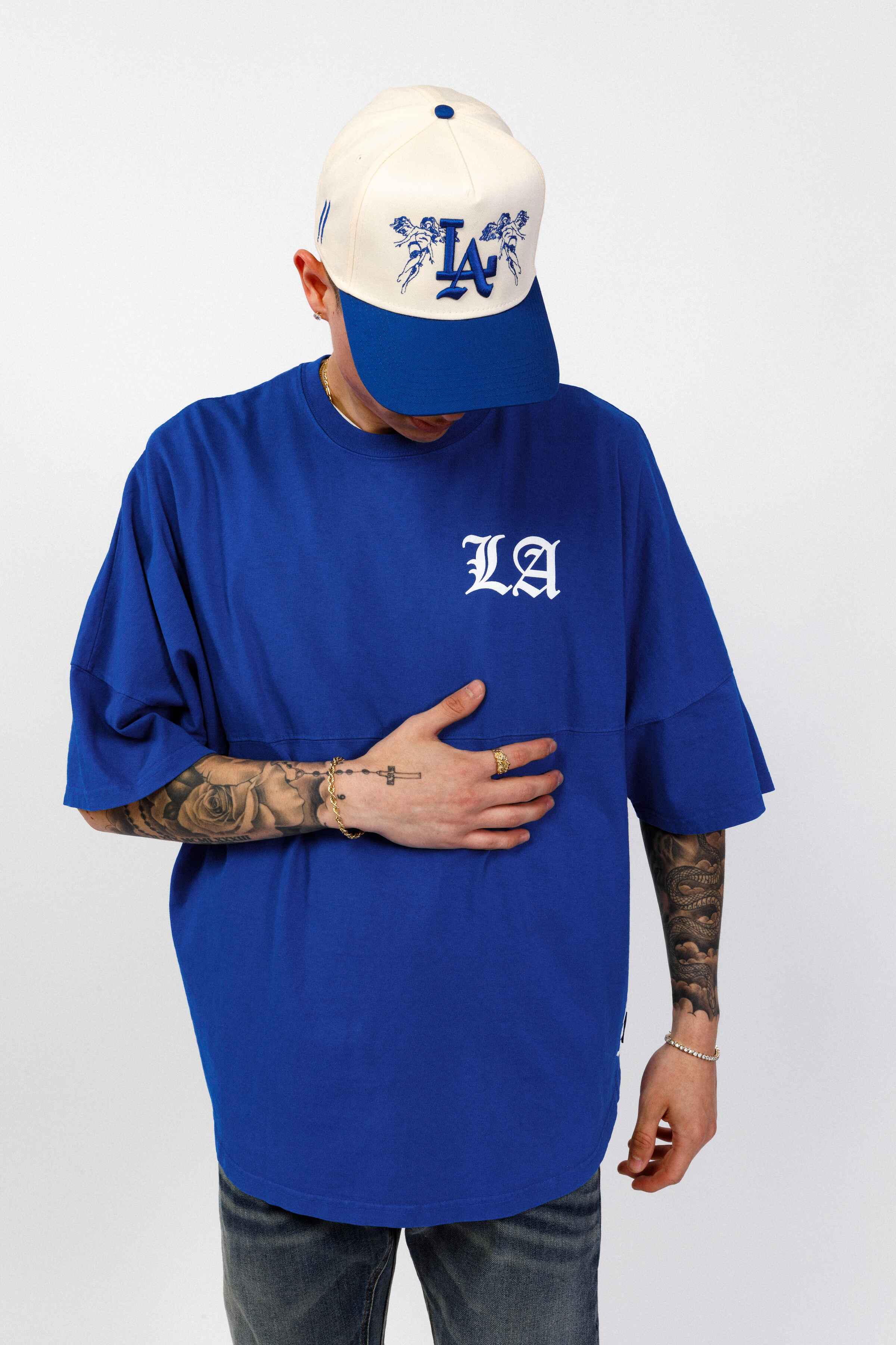 Los Angeles jersey, blue vintage lowrider t-shirt, 90s hip-hop clothing, 1990s hip hop top shirt, old school streetwear, size XL Made in Korea