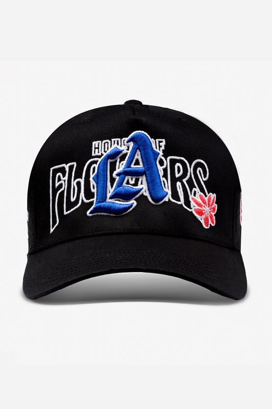 LA Logo A-Frame Snapback | Black  - House of Flowers  Collab