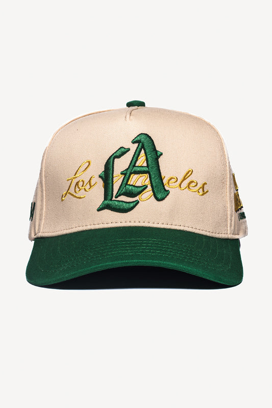 LA Logo A-Frame Snapback | Natural & Green - I Love Micheladas Collab