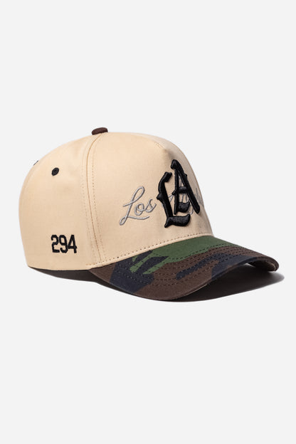 LA Logo A-Frame Snapback | Natural & Camouflage