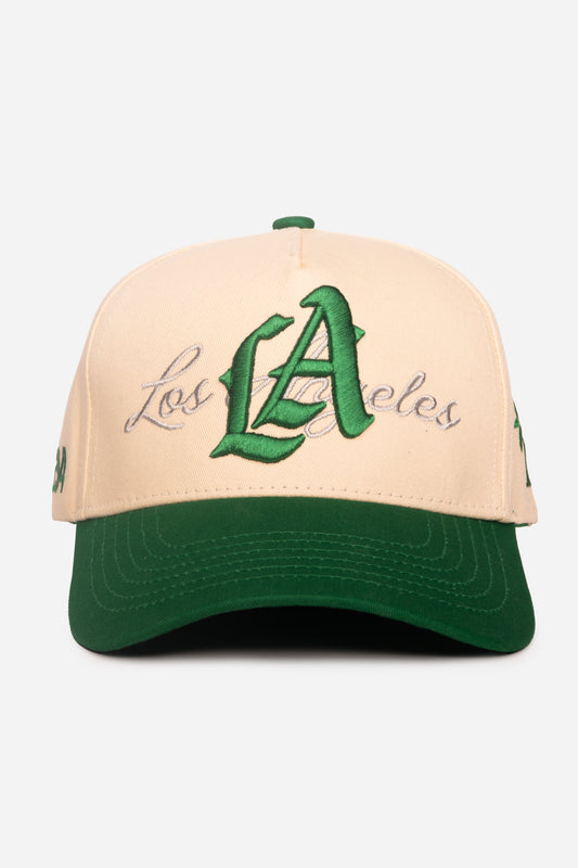 LA Logo A-Frame Snapback | Natural & Green