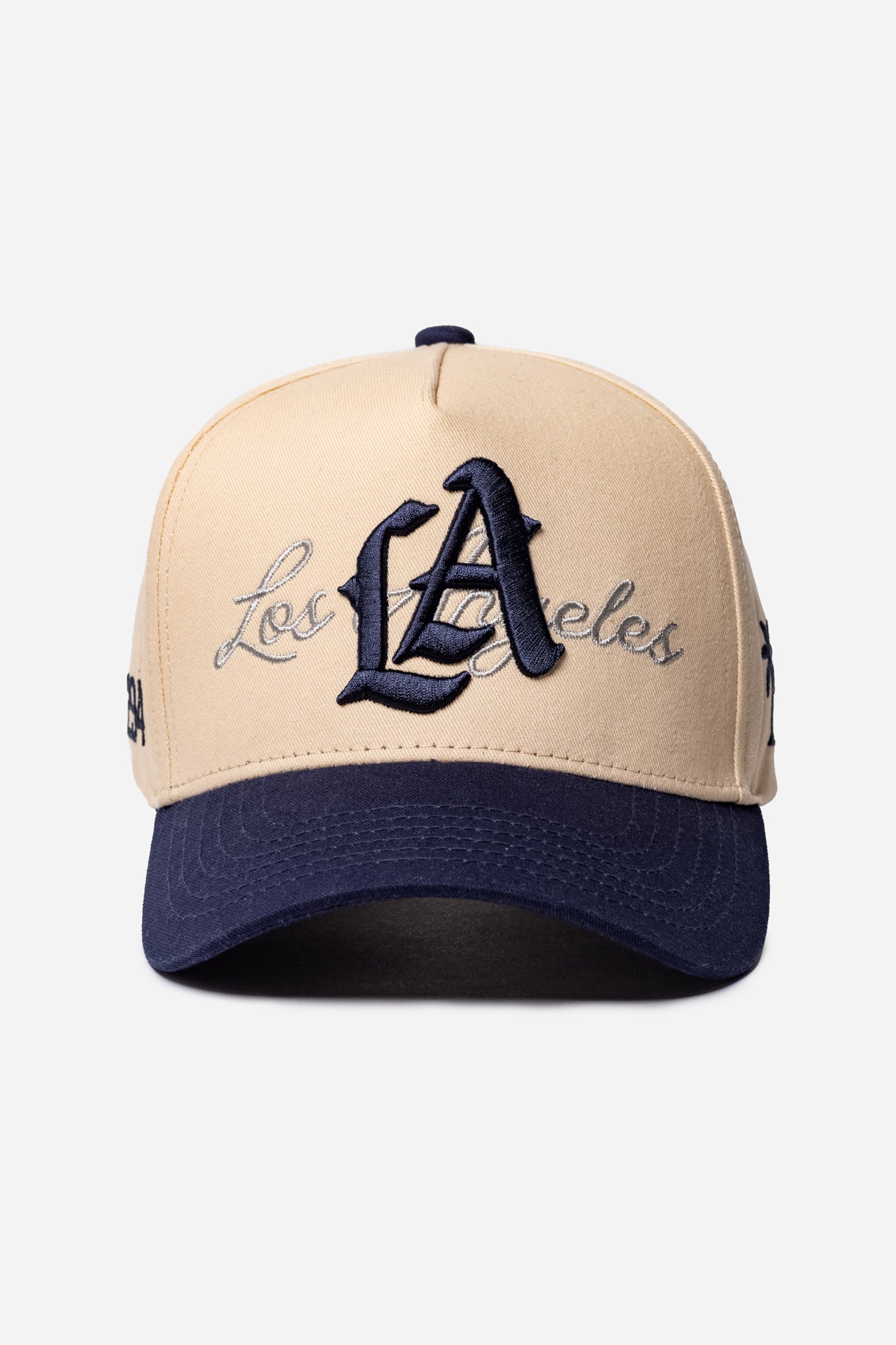 LA Logo A-Frame Snapback | Natural & Navy Blue