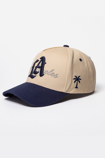 LA Logo A-Frame Snapback | Natural & Navy Blue