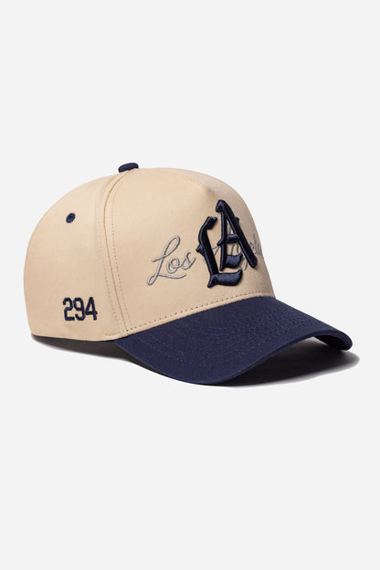 LA Logo A-Frame Snapback | Natural & Navy Blue