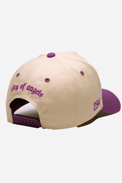 LA Logo A-Frame Snapback | Natural & Purple