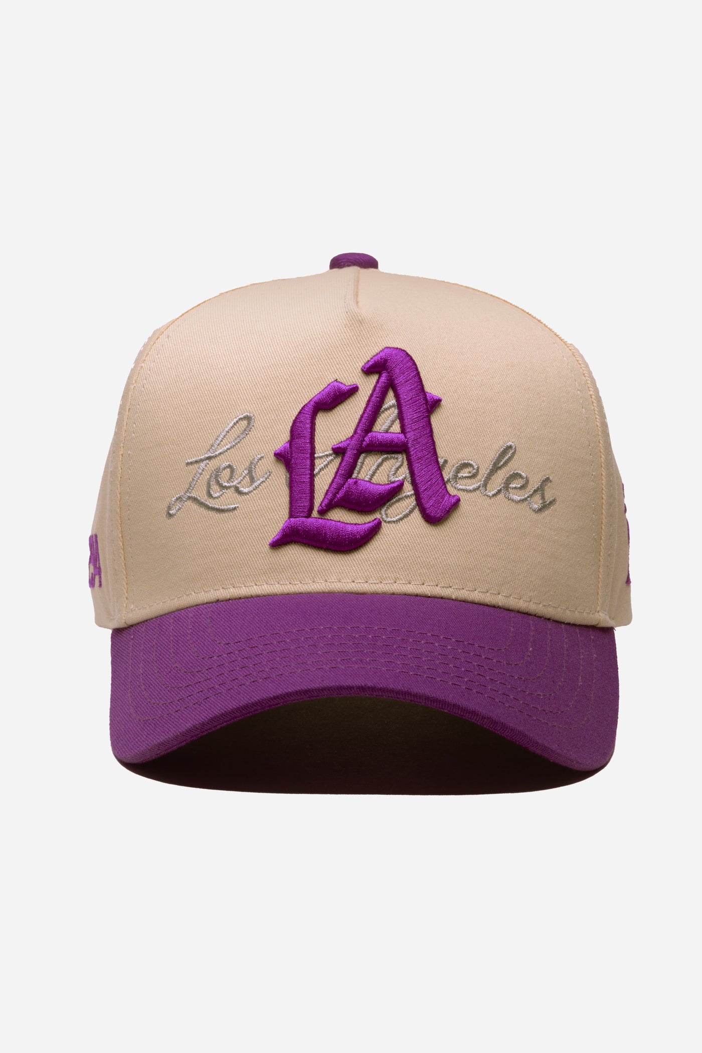 LA Logo A-Frame Snapback | Natural & Purple