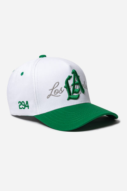 LA Logo A-Frame Snapback | White & Green