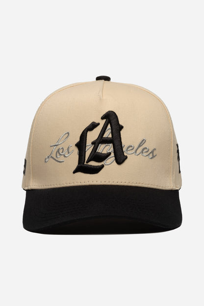 LA Logo A-Frame Snapback | Natural & Black