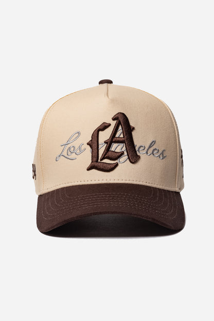 LA Logo A-Frame Snapback | Natural & Brown