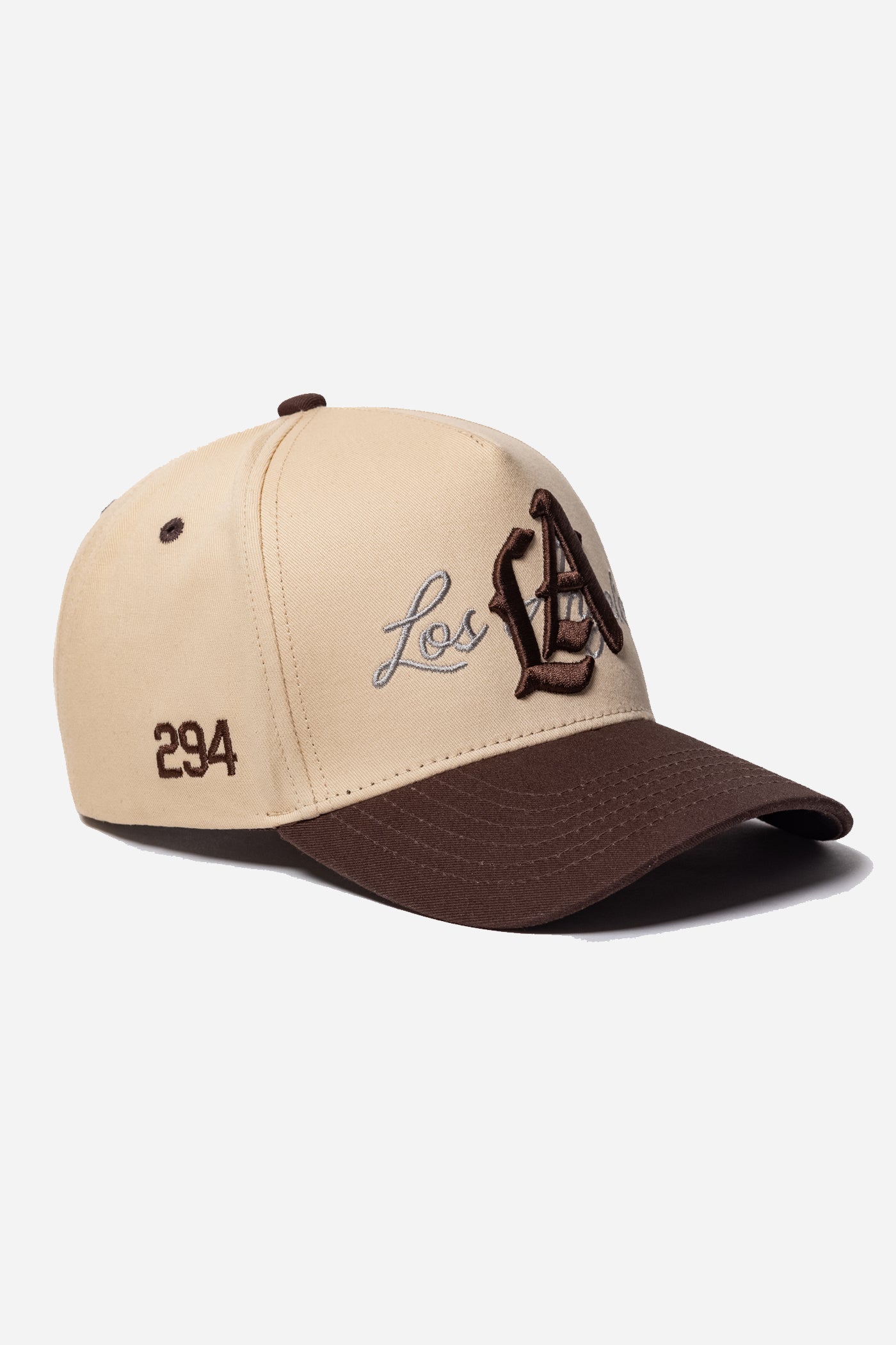 LA Logo A-Frame Snapback | Natural & Brown