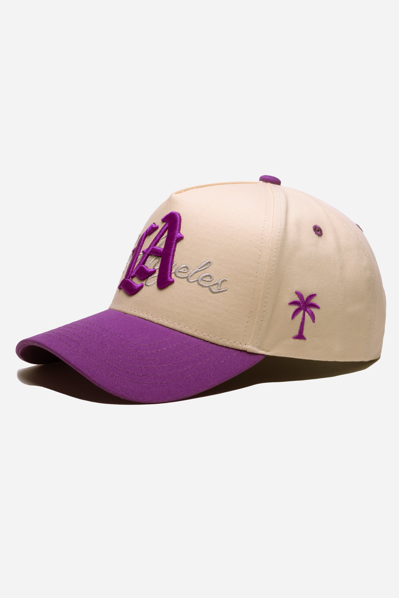 LA Logo A-Frame Snapback | Natural & Purple