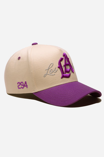 LA Logo A-Frame Snapback | Natural & Purple