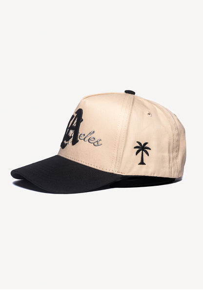 LA Logo A-Frame Snapback | Natural & Black