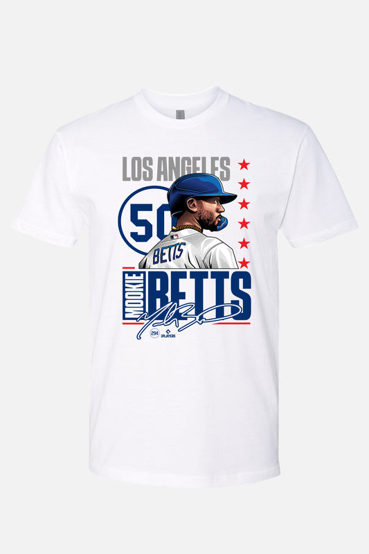 Mookie Betts #50 White Tee | MLBPA