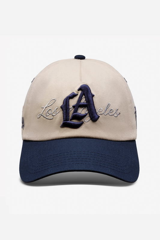 LA Logo Dad Hat | Natural & Navy Blue