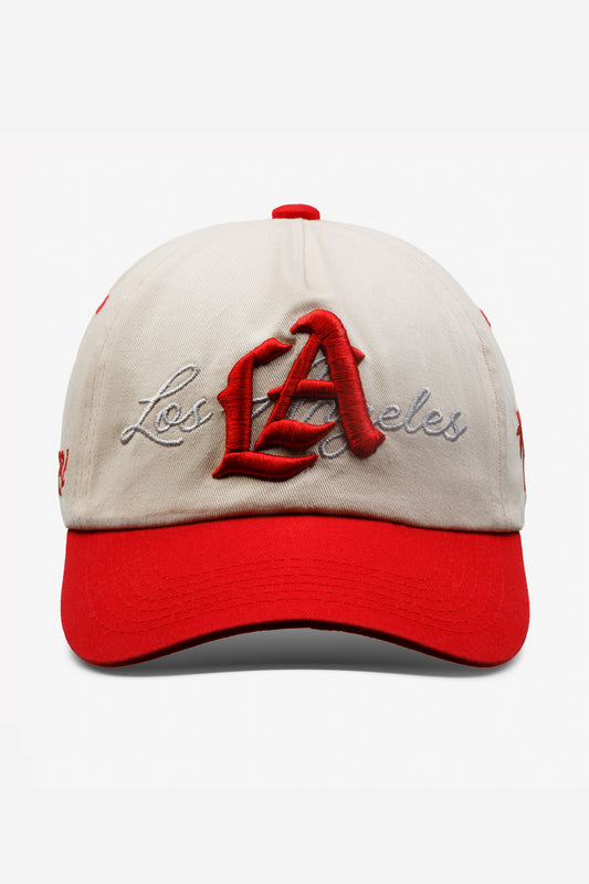 LA Logo Dad Hat | Natural & Red