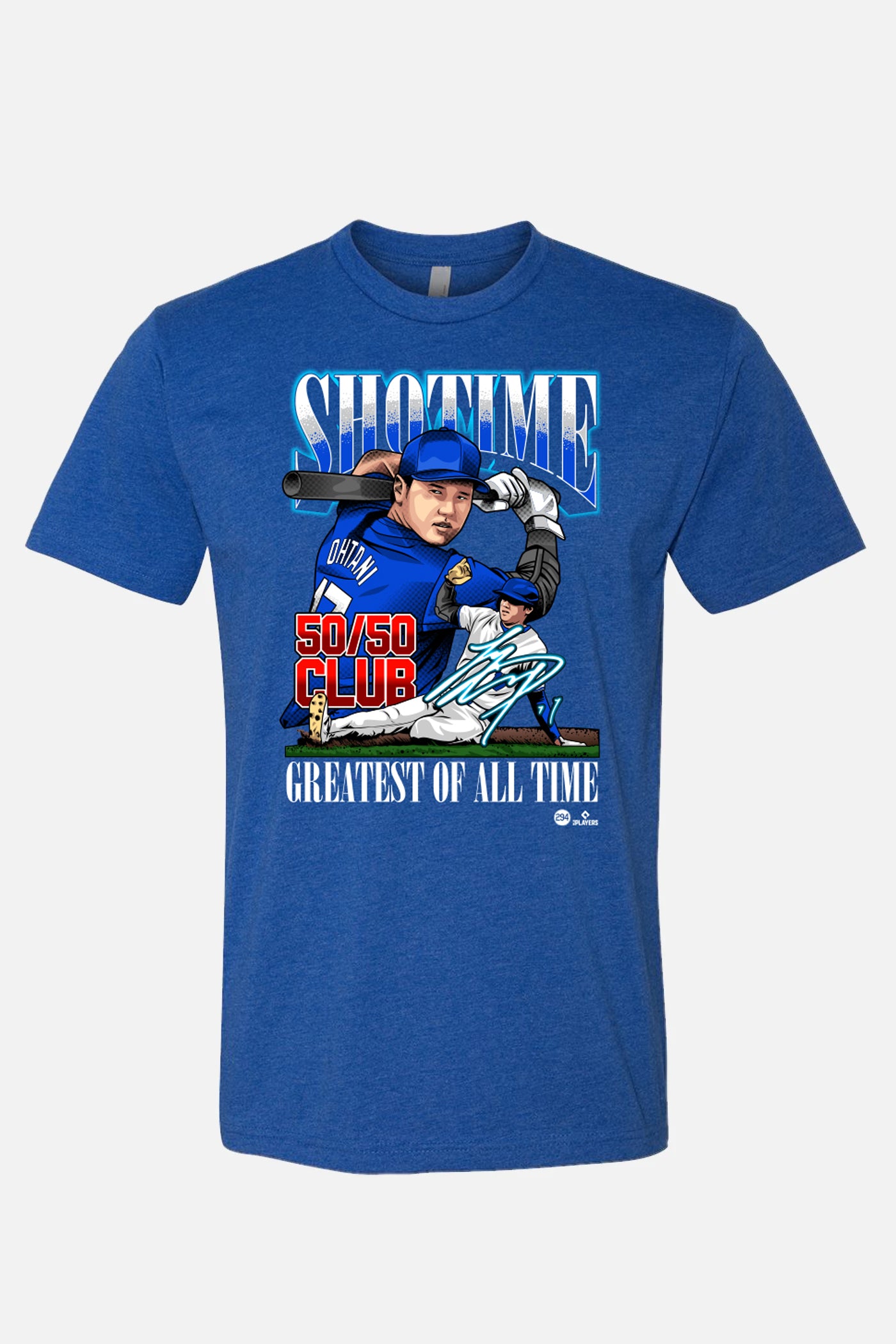 Shohei Ohtani 50/50 Design 1 Blue Tee | MLBPA