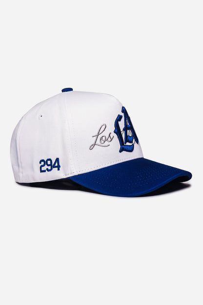 LA Logo A-Frame Snapback | White & Royal Blue