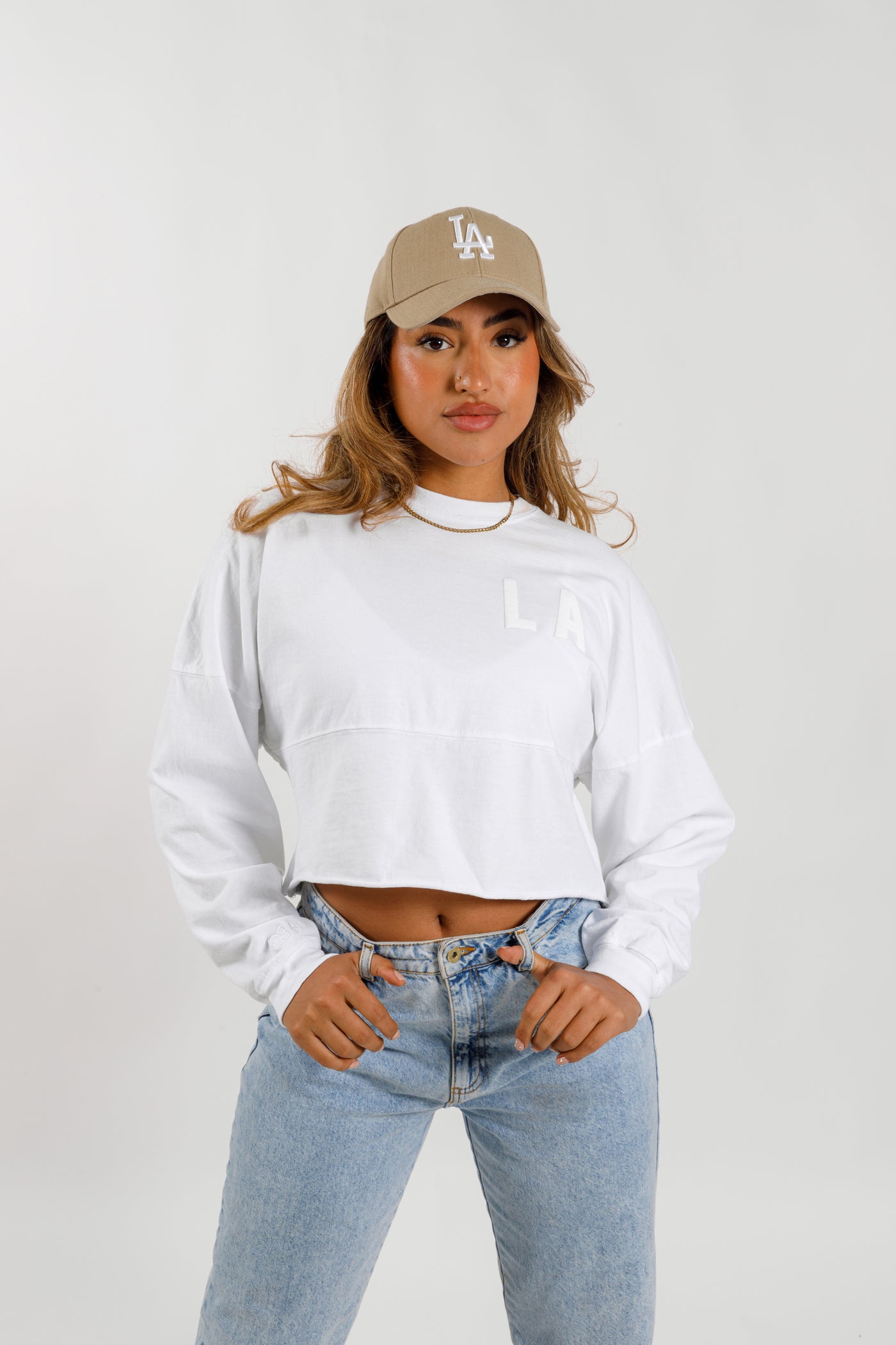 Jersey Crop Top - White/Los Angeles - Ladies