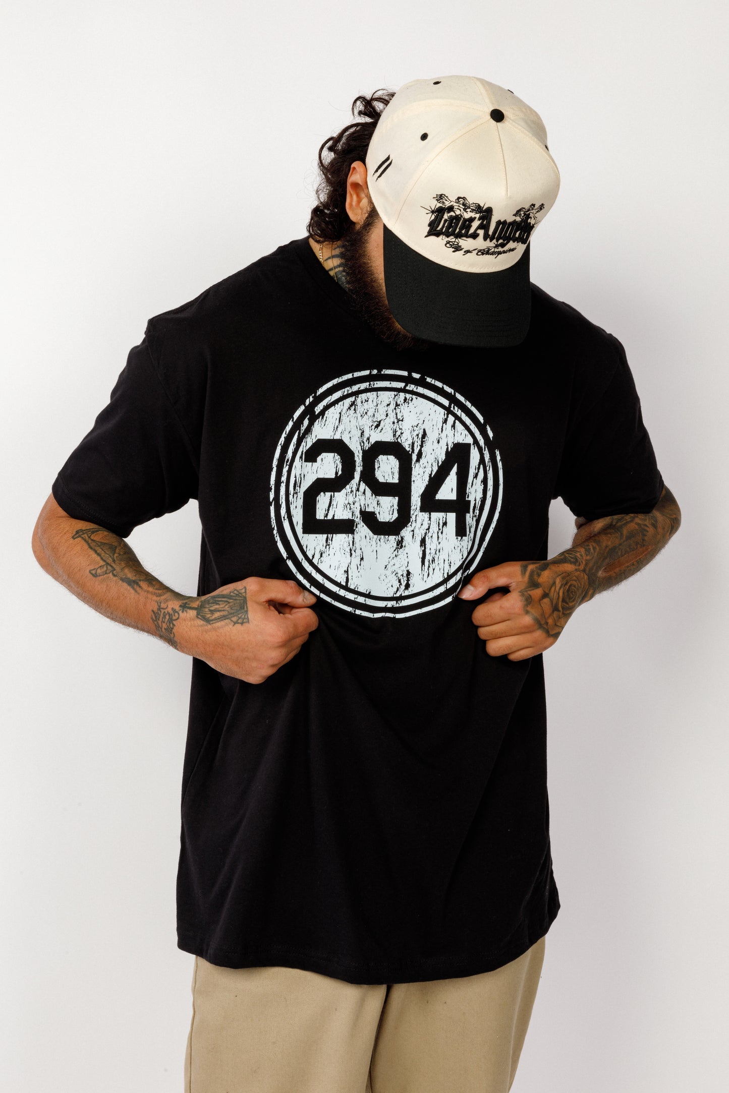 Black Pantone 294 Distressed T-shirt